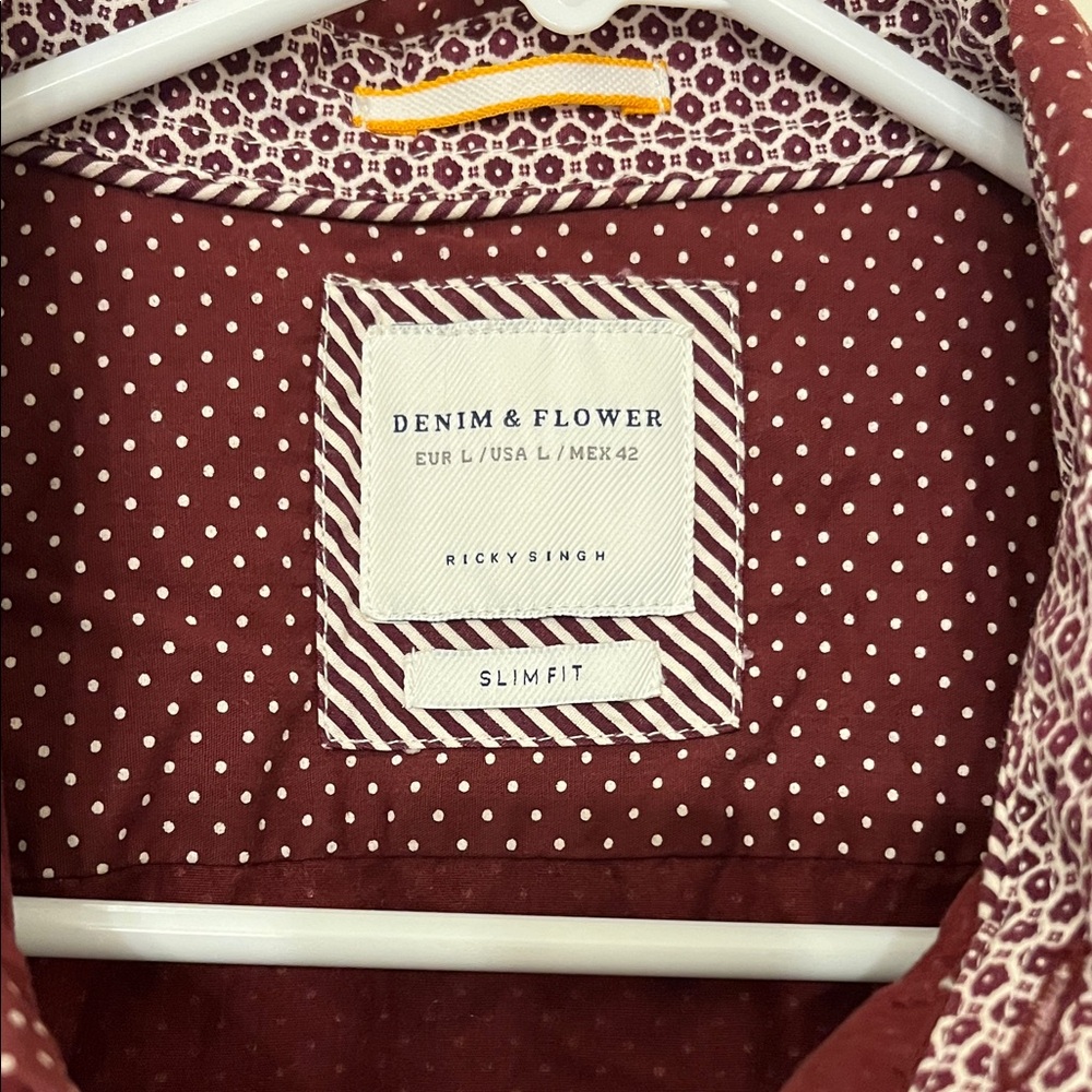 Denim & Flower Maroon Patterned Button Down Shirt - image 2